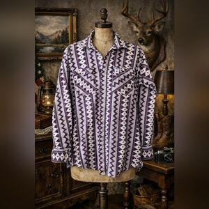 MWG Western Craft Vintage Aztec Pearl Snap Shirt Made in Canada 90s Western